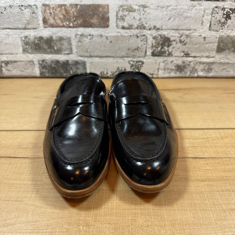 AGL Attilio Giusti Leombruni Black Patent Leather Mules Loafers Women's